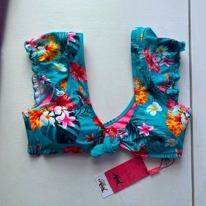 Floral tie bikini top